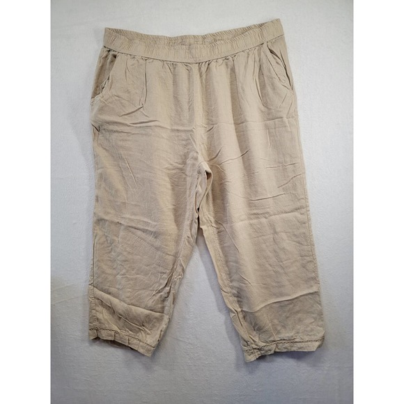 NWOT Emily Daniel's Women's Stone With Faggoting Capris Size L - Picture 4 of 5